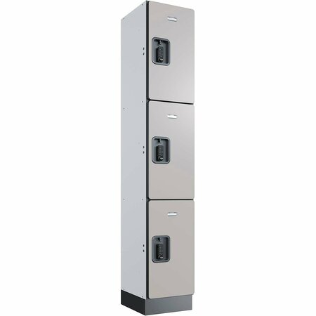 GLOBAL INDUSTRIAL 3-Tier 3 Door Digital Wood Locker, 12inW x 15inD x 72inH, Gray, Unassembled 290682